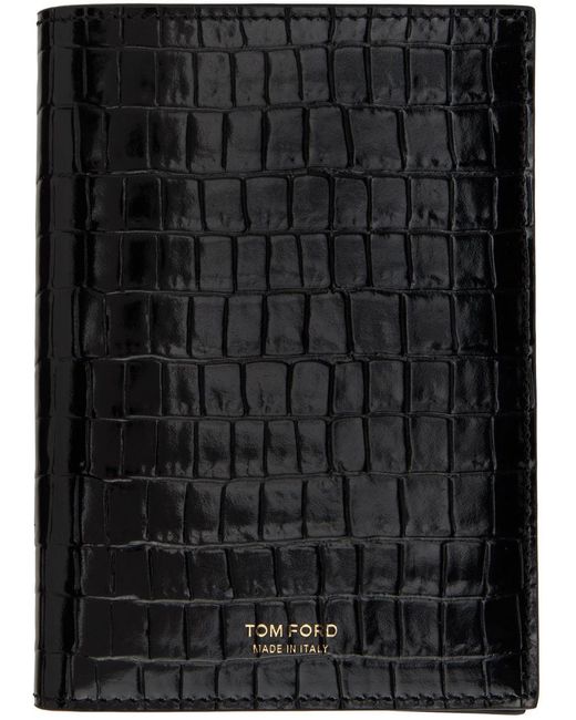 Tom Ford Men's Croc-effect Leather T-Line Passport Holder