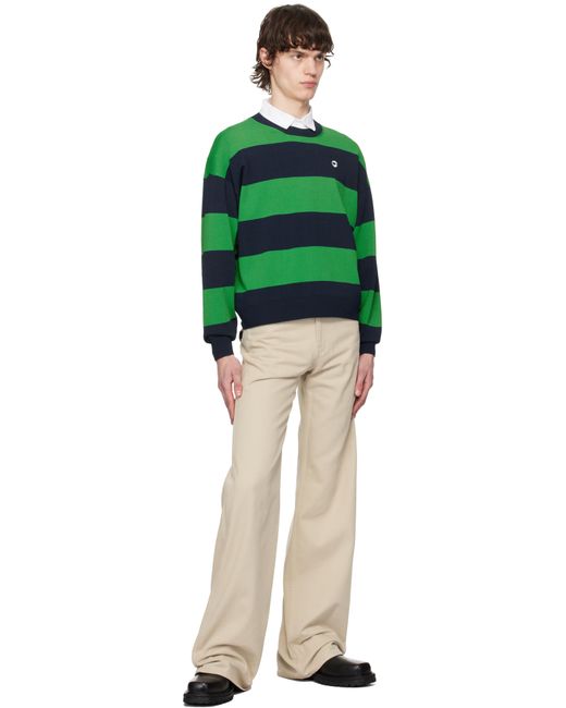 Coperni Green Striped Crewneck Sweater for men