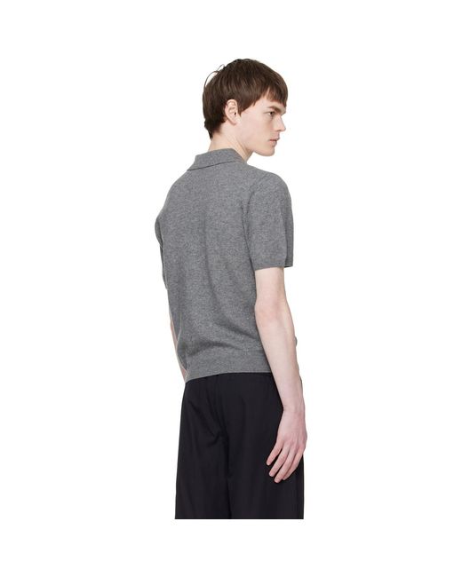 Entire studios Gray Short Sleeve Knit Polo for men