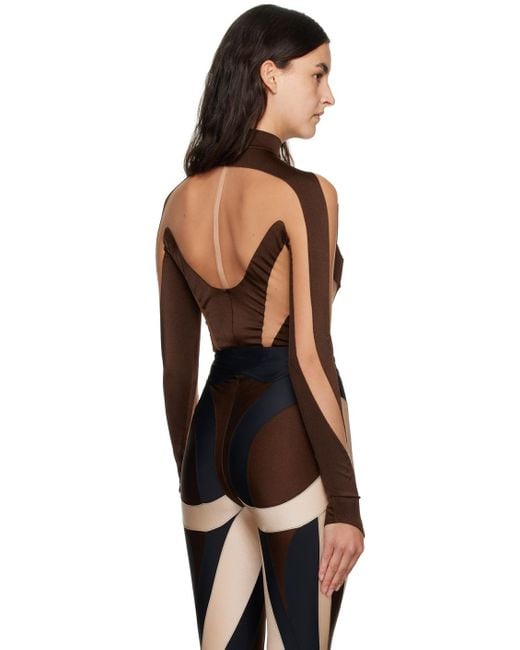 Mugler Black Brown Illusion Bodysuit