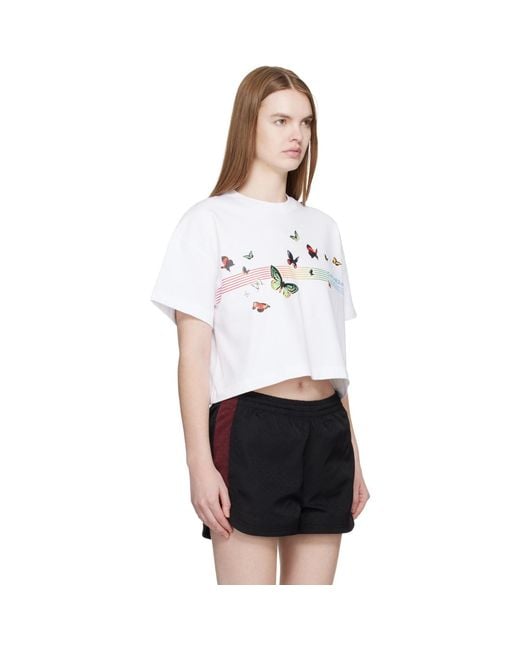 Casablanca Black Butterfly Boxy Cropped T-Shirt