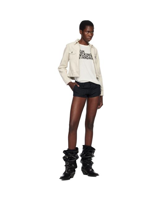 R13 Black Tailored Micro Shorts