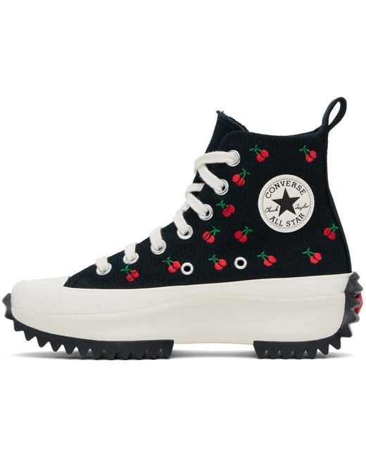 Converse Black Run Star Hike Platform Cherries High Top Sneakers