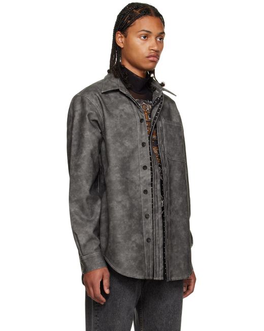 Y. Project Black Hook-eye Faux-leather Shirt for men