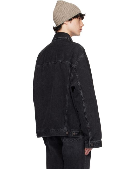 メンズ Acne ブラック リラックスフィット デニムジャケット Black