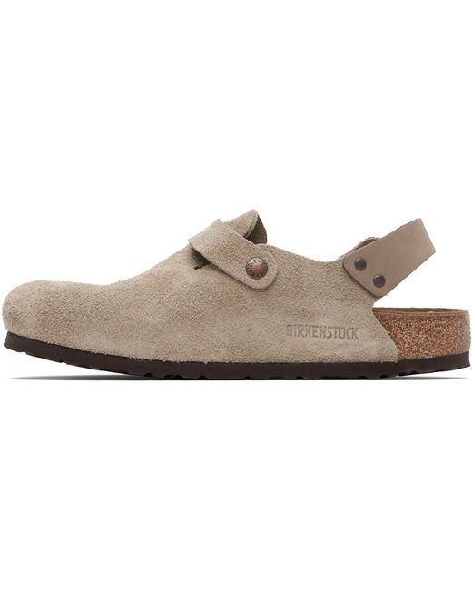Birkenstock Black Taupe Regular Tokio Slip-On Loafers for men