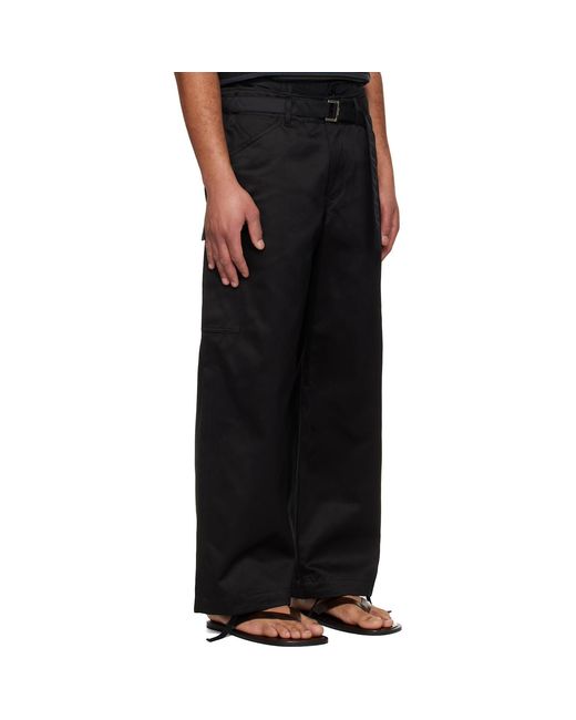 Sacai Black Cotton Chino & Nylon Twill Cargo Pants for men