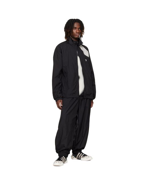 Y-3 Black Raw Edge 3 Stripes Nylon Shell Track Pants for men