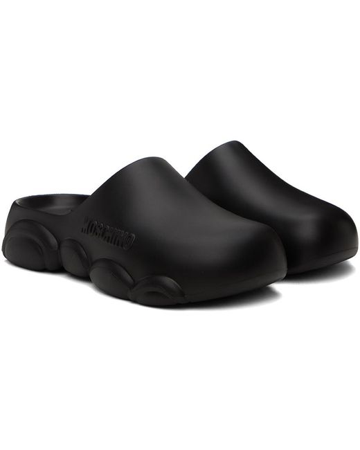 Chaussures à enfiler noires en caoutchouc à semelle en forme d'ourson Moschino en coloris Black