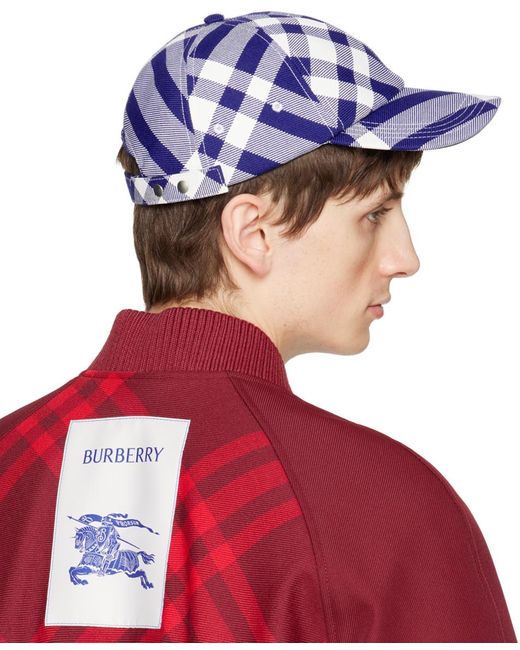 Burberry Red Blue & White Check Cap for men