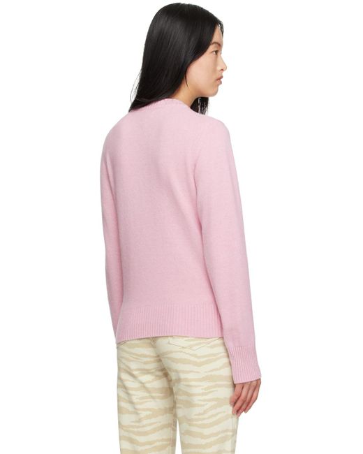 Ganni Pink Sweater In Wool