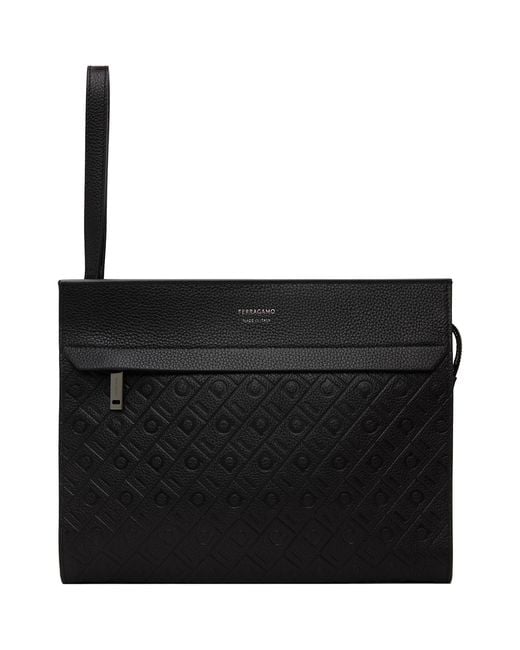 Ferragamo Black Monogram Pouch for men