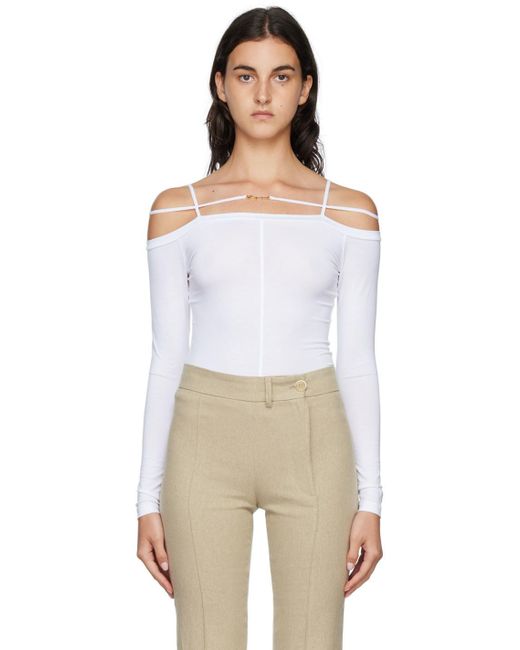 Jacquemus Le Papier 'le T-shirt Sierra' Long Sleeve T-shirt in White | Lyst