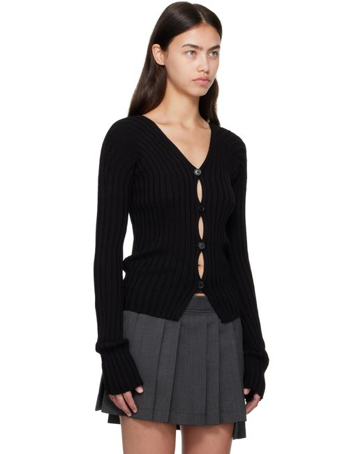 Acne ブラック ボタンアップ リブ カーディガン Black