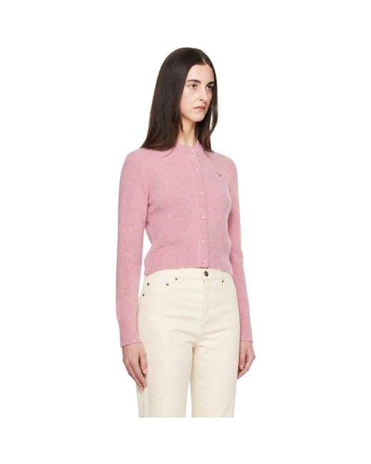 Maison Kitsuné Pink Baby Fox Lambswool Fitted Cardigan