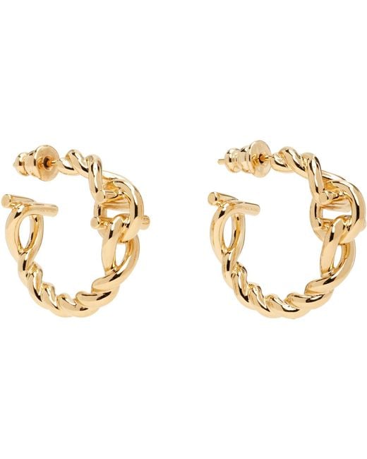 Ferragamo Metallic Twisted Chain Gancini Hoop Earrings