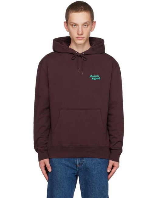 Maison Kitsuné Brown Handwriting Hoodie in Purple for Men | Lyst
