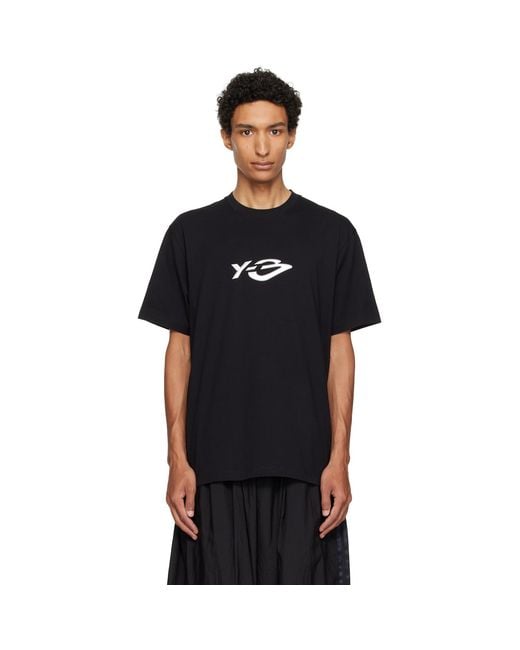 Y-3 Black Liquid Logo Short Sleeve T-Shirt for men