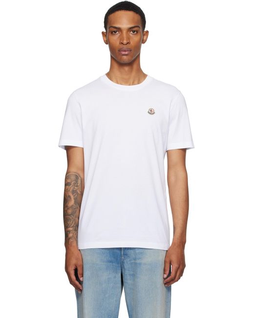 Moncler White Three-Pack Logo Patch Cotton T-Shirts for men
