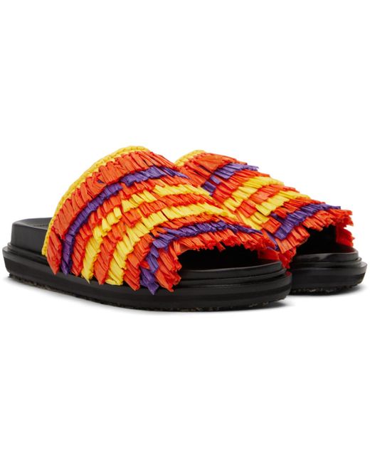 Marni Black Orange & Yellow Fussbett Sandals