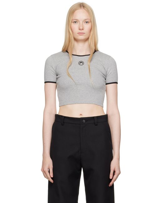 T-Shirt Écourté Gris En Jersey À Logo MARINE SERRE en coloris Black