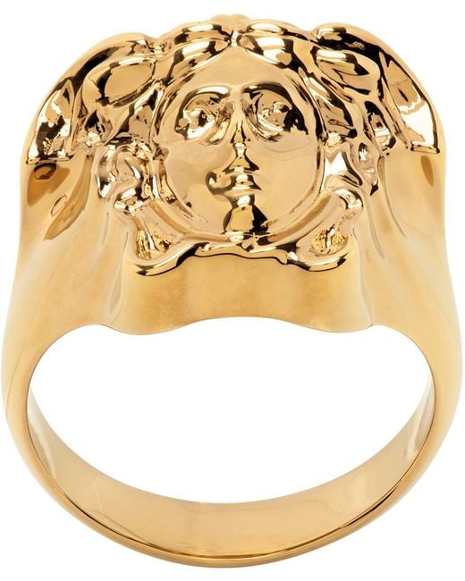 Versace Metallic Gold Medusa Ring for men