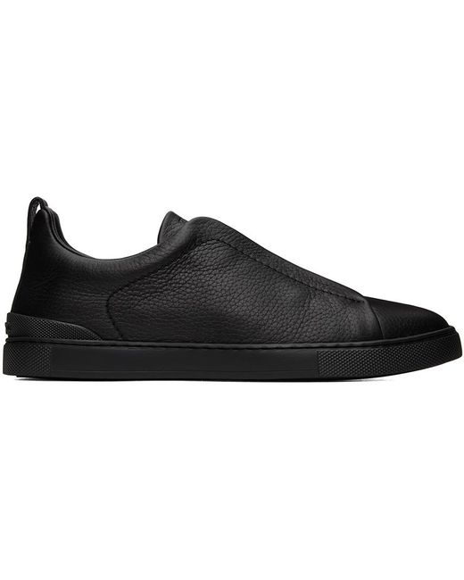 Zegna Black Triple Stitch Sneakers