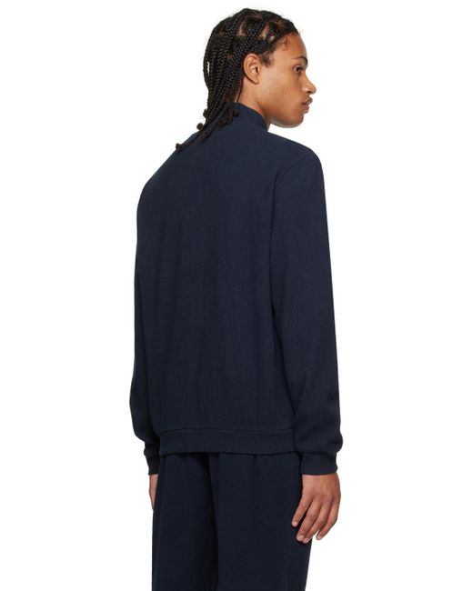 Emporio Armani Blue Navy Zip Sweater for men