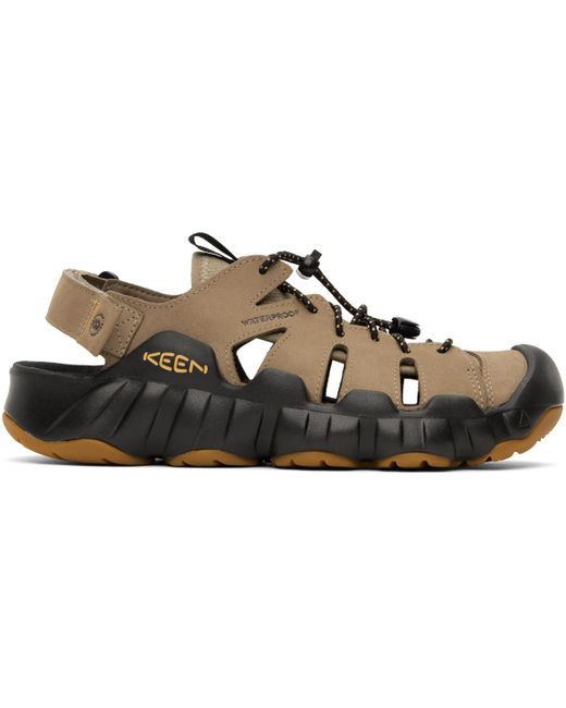 Keen Black Taupe Hyperport Fisherman Leather Sandals for men