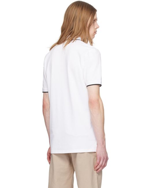 メンズ HUGO ホワイト スリムフィット ポロシャツ White