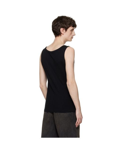 Rhude Black Logo Ribbed Tank Top for men