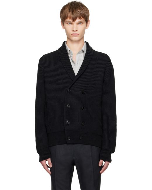 Tom Ford Black Wool Silk Shawl Collar Cardigan for men
