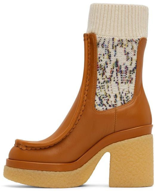 Chloé Brown Tan Jamie Sock Boots