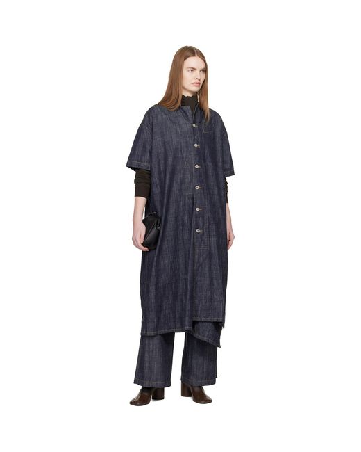 Y's Yohji Yamamoto Black Half Sleeve Box Denim Maxi Dress