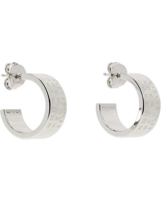 MM6 by Maison Margiela White Numeric Minimal Signature Hoop Earrings