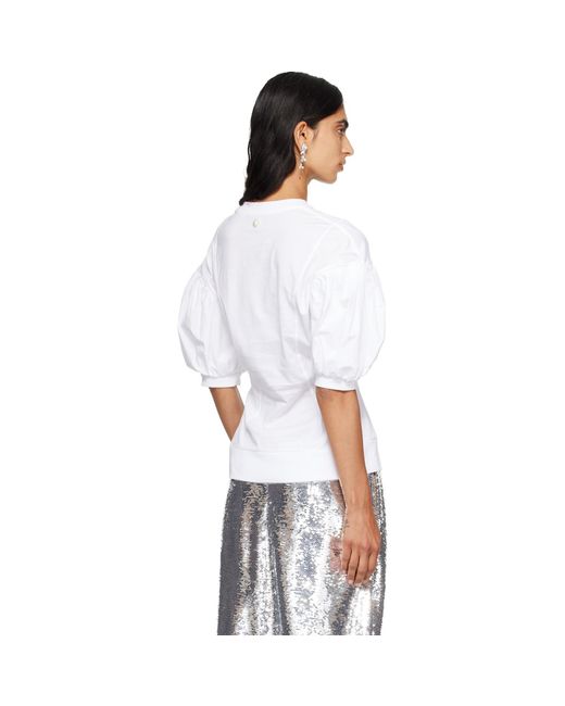 Simone Rocha White Puff Sleeve Sculpted Contrast T-Shirt