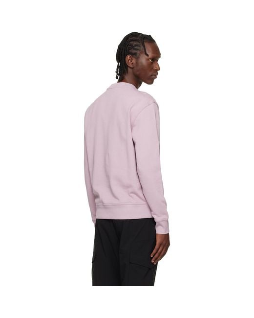 Boss Pink Cotton Terry Contrast Logo Relaxed-Fit Sweatshirt for men