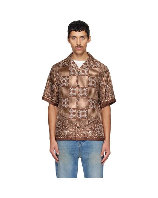 Amiri Brown Ma Check Camp Shirt for men