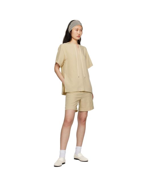 Totême Natural Toteme Beige Drawstring Shorts