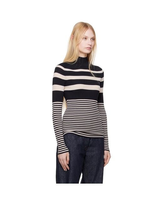 Moncler Black Striped Wool Turtleneck