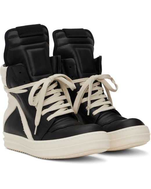 Rick Owens Black Off- Hollywood Geobasket Sneakers