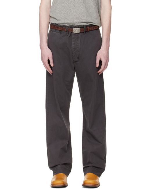 RRL Black Herringbone Twill Field Trousers for men