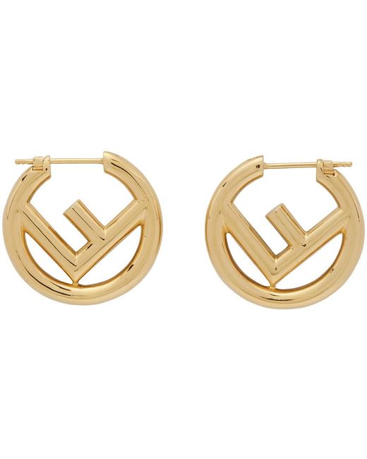 Fendi F-logo Large Hoop Earrings in Metallic | Lyst UK