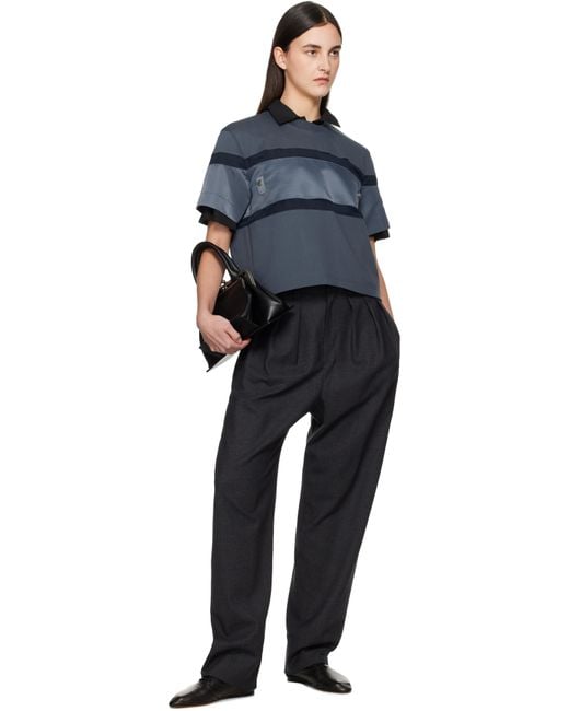 Sacai グレー Mix ナイロンツイル コットンジャージ Tシャツ Blue