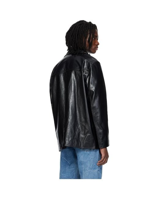 MMIC Black Boulevard Leather Coat for men