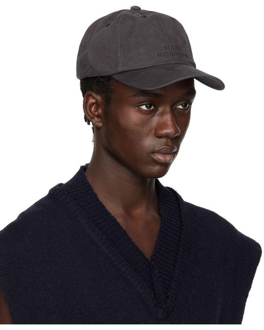 Studio Nicholson Gray Logo Cap in Blue for Men | Lyst