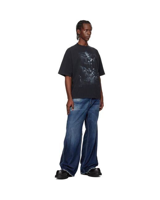Vetements Blue Jesus On A Cross Distressed T-Shirt for men
