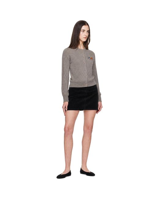 Maison Kitsuné Gray Taupe Double Fox Head Regular Cardigan