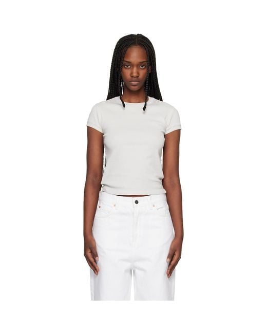 Maison Kitsuné White Contrasted Rib Fitted T-Shirt