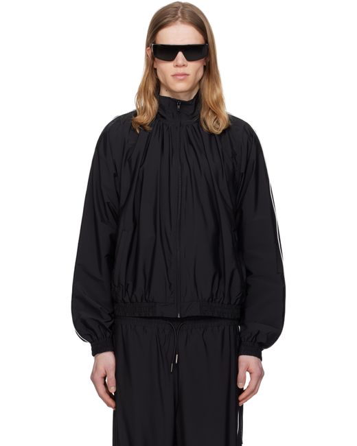 ALAINPAUL Men's Black Gathered Neck Track Jacket